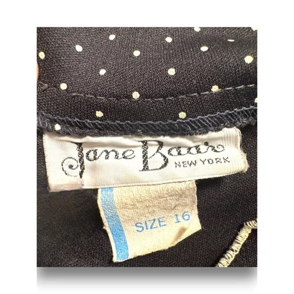 Vintage Jane Barr New York Polka Dot Ruffle Dress Size 16 Mid Century Style - Picture 6 of 7
